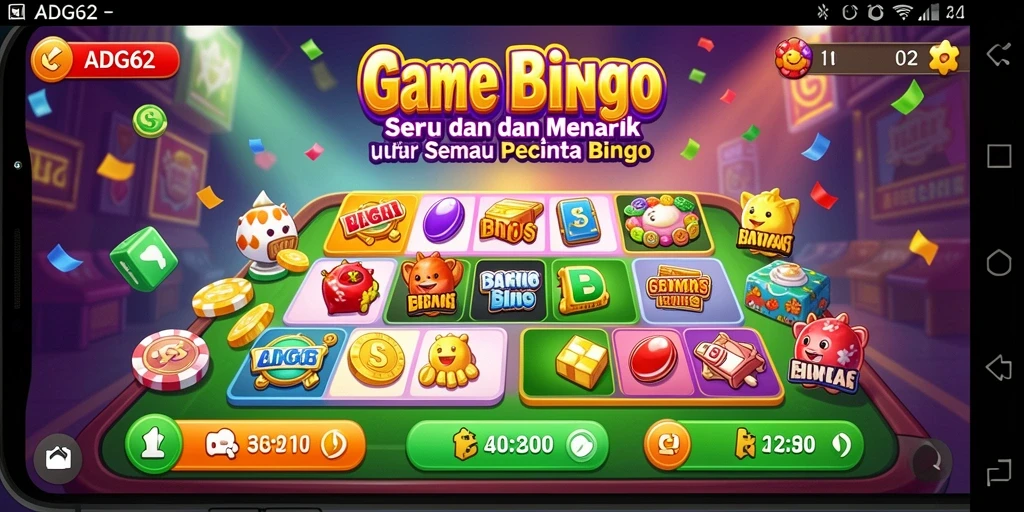 Tampilan gameplay Bingo yang seru dalam ADG62.