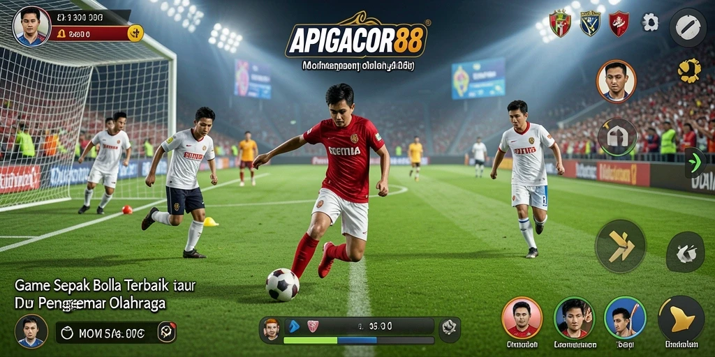 Screenshot gameplay APIGACOR88 yang menampilkan aksi laga sepak bola.