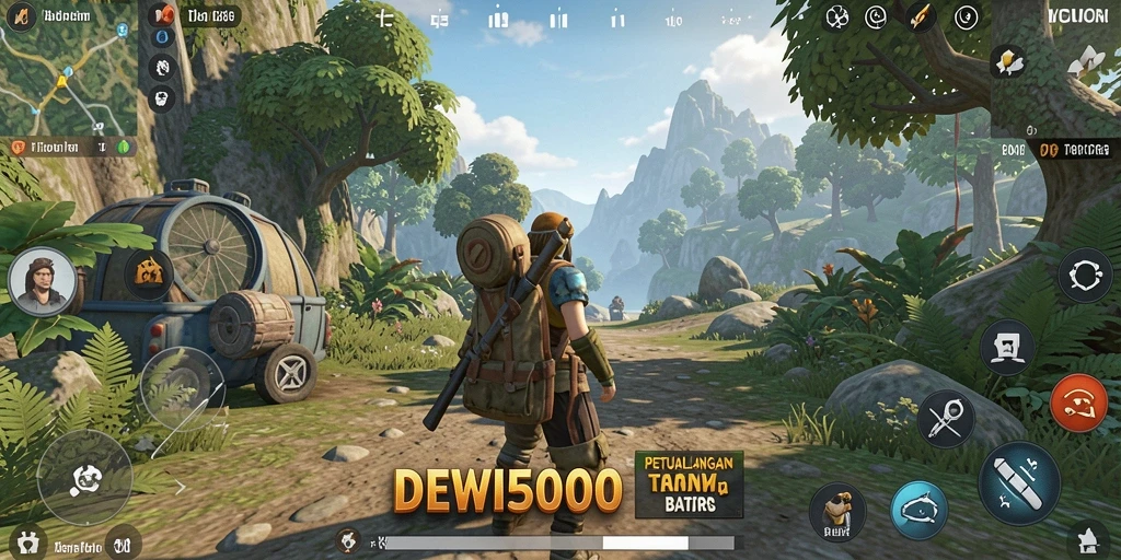 Screenshot gameplay DEWI5000 menampilkan eksplorasi dunia terbuka yang menakjubkan.