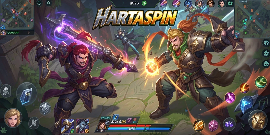 Tampilan seru pertarungan dalam HARTASPIN yang penuh strategi.