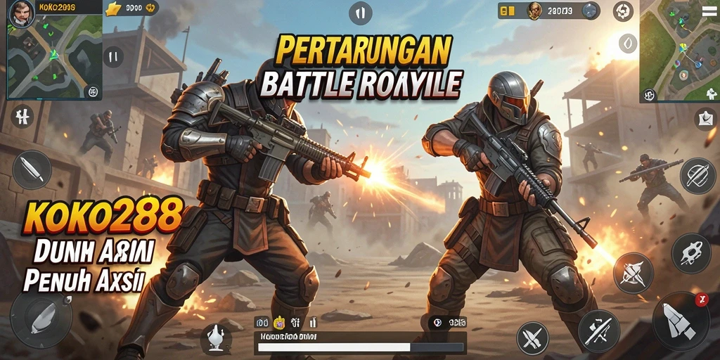Screenshot KOKO288 menampilkan aksi intens dalam pertempuran Battle Royale.