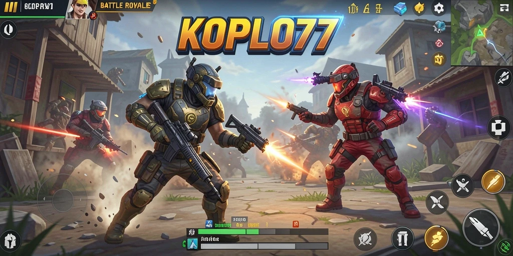 Tampilan gameplay intens di KOPLO77 dengan aksi pertempuran seru.