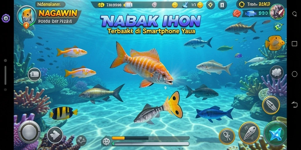Tampilan gameplay menarik NAGAWIN saat menembak ikan.
