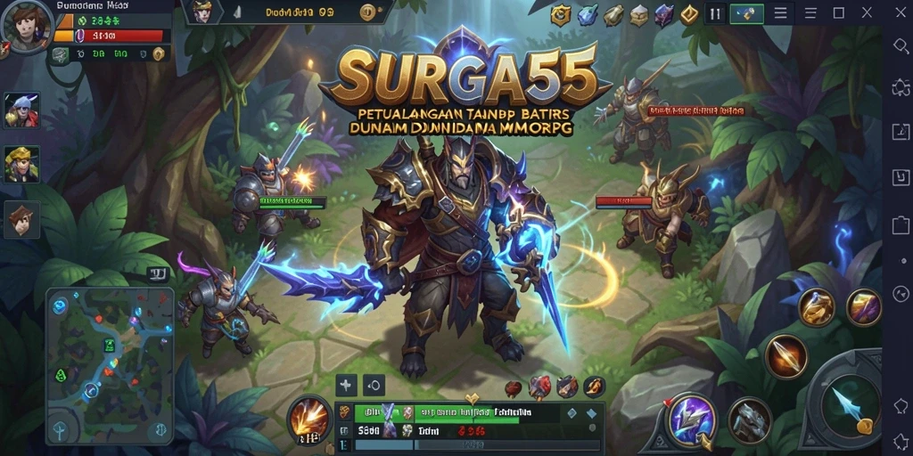Screenshot gameplay <strong>SURGA55</strong> menampilkan pertarungan epik dalam dunia MMORPG.