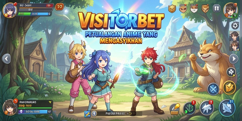 Screenshot gameplay VISITORBET menampilkan karakter Anime yang beraksi di dunia fantastis.